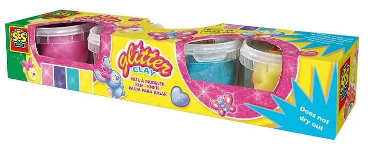 SES Creative, ciastolina z brokatem, 4-90g