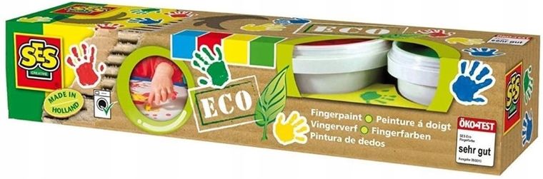 SES Creative, eko farby do malowania palcami, 4 kolory