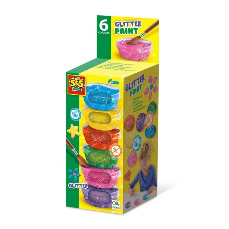 SES Creative, Farby plakatowe z brokatem, 6-45 ml