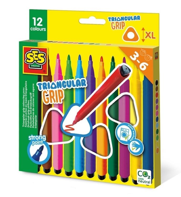 SES Creative, flamastry trójkątne, 12 kolorów