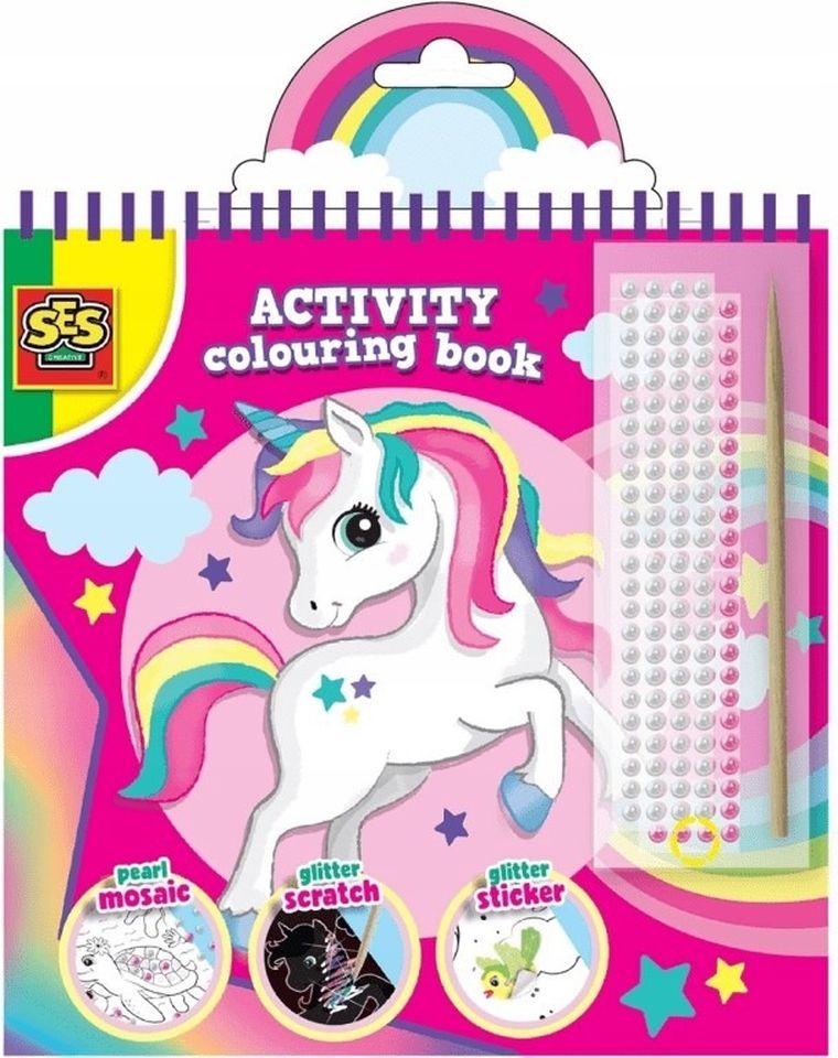 SES Creative, kolorowanka z naklejkami, 3w1, jednorożec