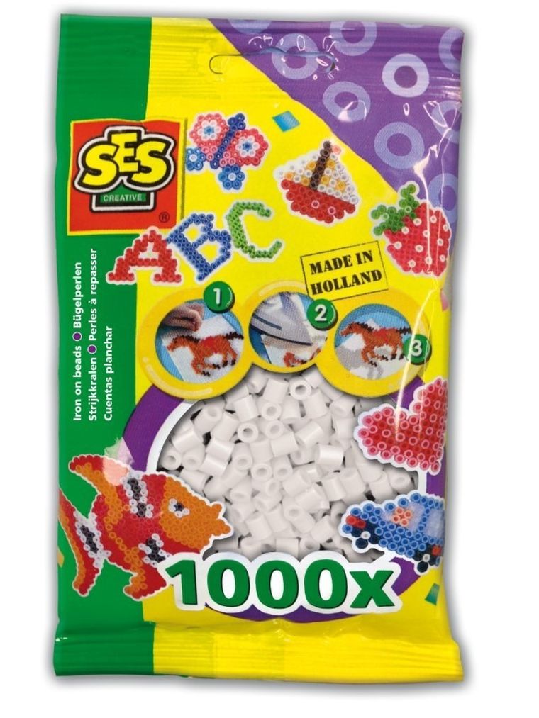 SES Creative, koraliki do prasowanek, białe, 1000 szt.