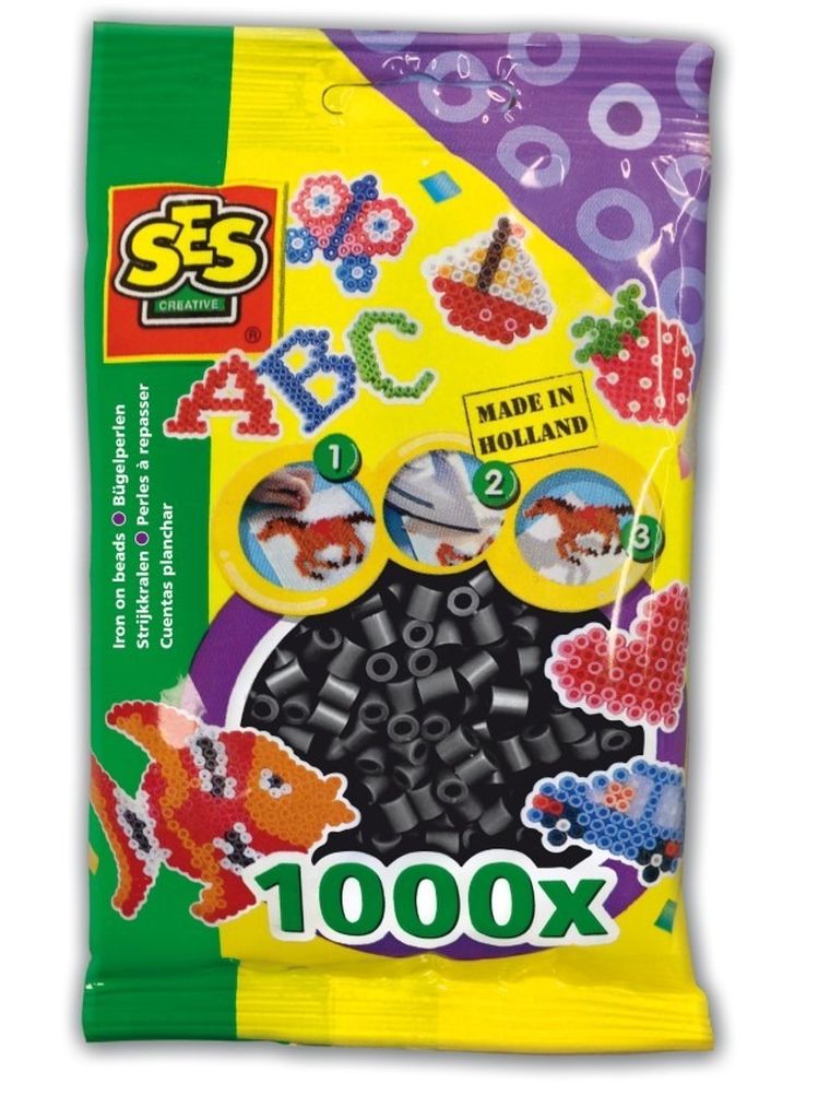 SES Creative, koraliki do prasowanek, czarne, 1000 szt.
