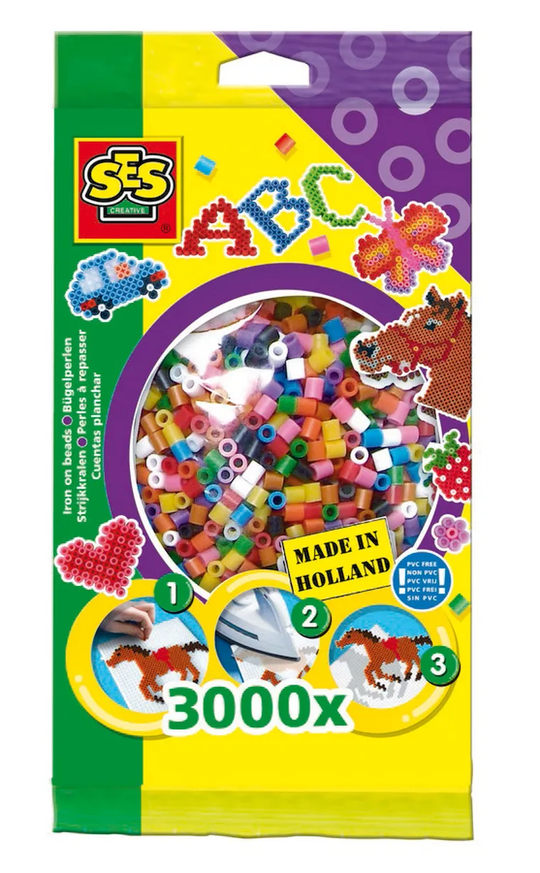 SES Creative, Koraliki do prasowanek, podstawowy mix kolorów, 3000 szt.