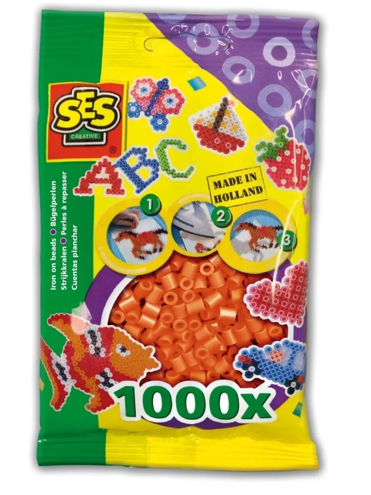 SES Creative, koraliki do prasowanek, pomarańczowe, 1000 szt.