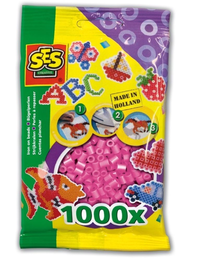 SES Creative, koraliki do prasowanek, różowe, 1000 szt.