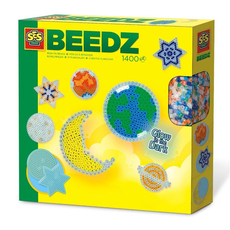 SES Creative, koraliki do prasowanek, świecące w ciemnościach, 1400 szt.