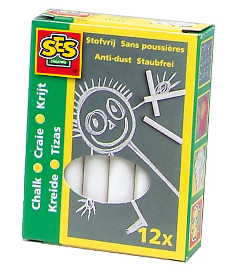 SES Creative, Kreda biała niepyląca, 12 szt.
