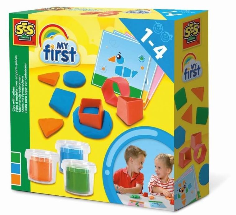 SES Creative, moja pierwsza ciastolina z foremkami do wyciskania kształtów i obrazkami, zestaw kreatywny