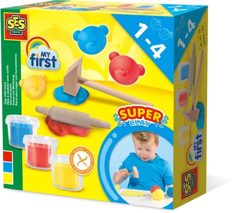 SES Creative, moja pierwsza ciastolina, z narzędziami, 3x 90 g