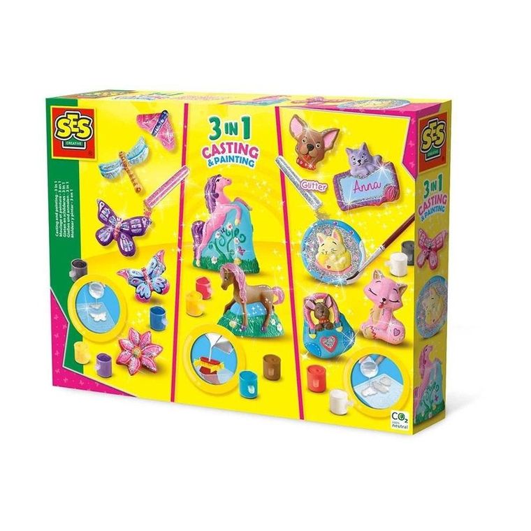 SES Creative, odlewy gipsowe, brokatowe zwierzątka 3w1