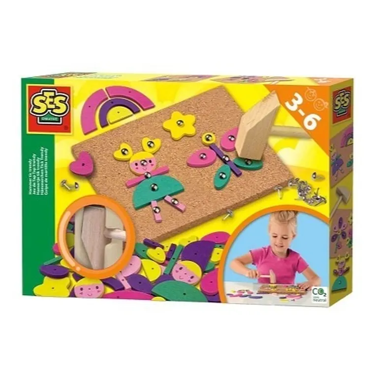 SES Creative, tablica korkowa z młotkiem, zestaw kreatywny