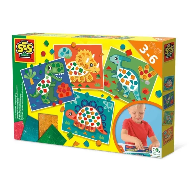 SES Creative, uczę się tworzyć mozaiki z dinozaurów, zestaw kreatywny