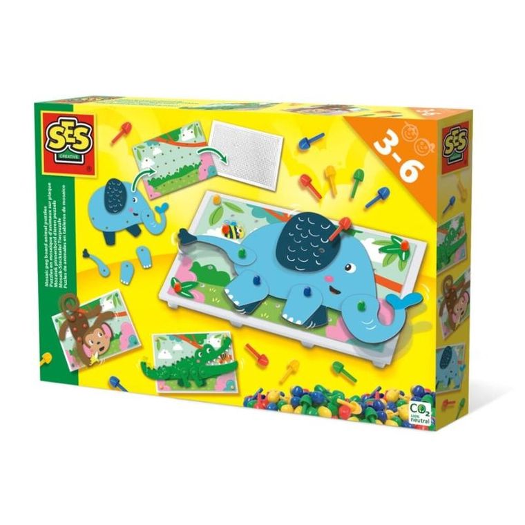 SES Creative, układanka nabijanka, zwierzęta