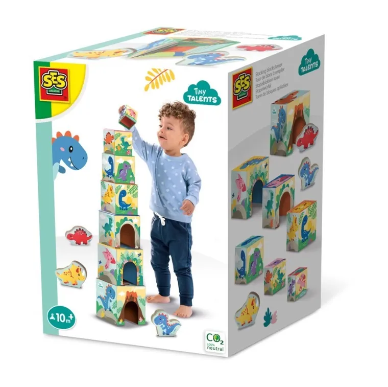 SES Creative, wieża z klocków z figurkami, Dinozaury