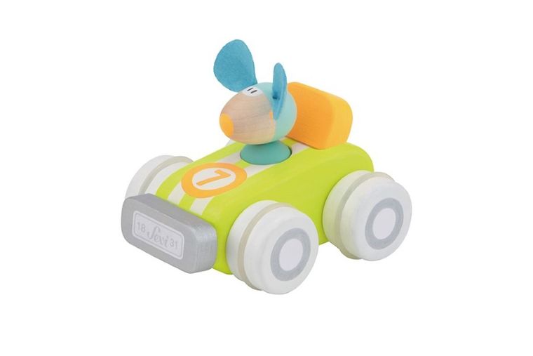 Sevi, drewniany pojazd, z myszką, do ciągnięcia