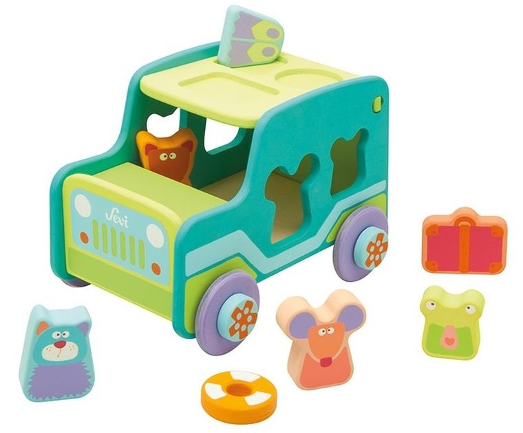 Sevi, Zabawka drewniana, Zielony Jeep - sorter dla dzieci