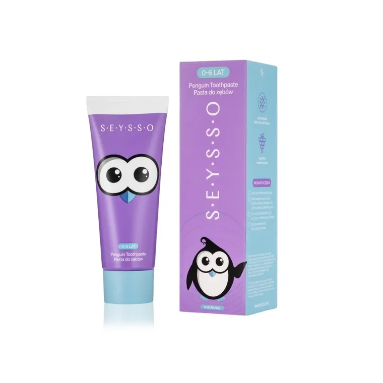 Seysso, Kids Penguin, pasta do zębów dla dzieci o smaku malinowym, 0-6 l, 75 ml
