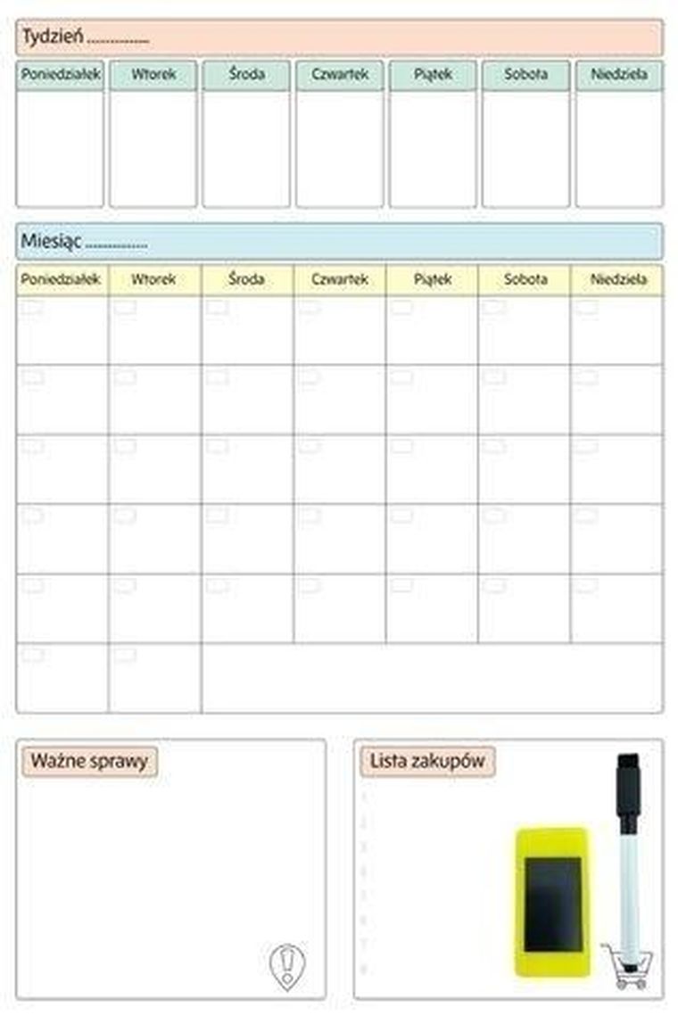 Sezona, planer magnetyczny, suchościeralny, 60-40 cm