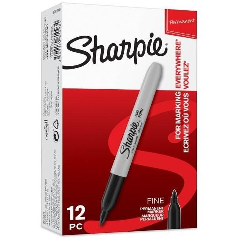 Sharpie, Fine, markery permanentne, czarne, 12 szt.