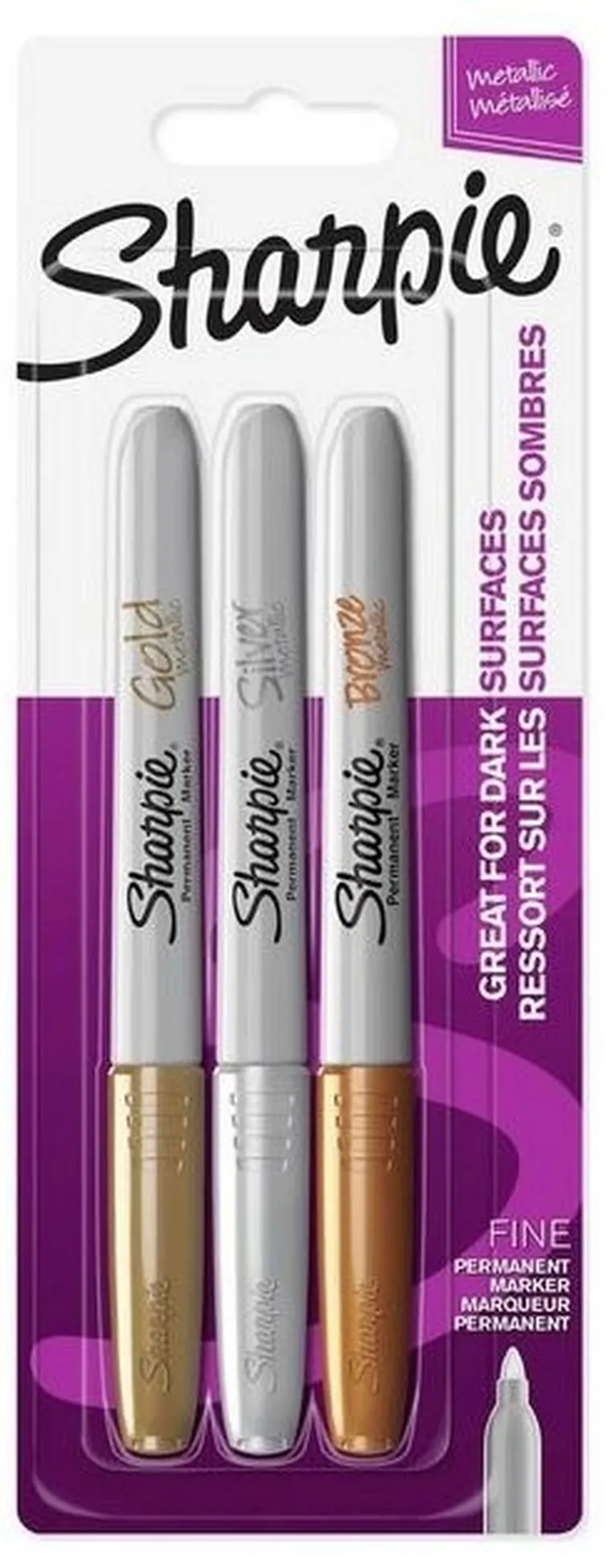 Sharpie, markery metaliczne, złoty, srebrny i miedziany