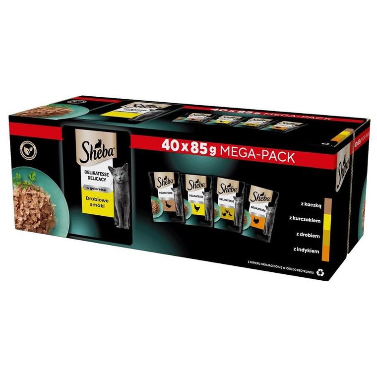 Sheba, Delicacy, drobiowe smaki w galarecie, drób, mokra karma dla kota, 40-85g