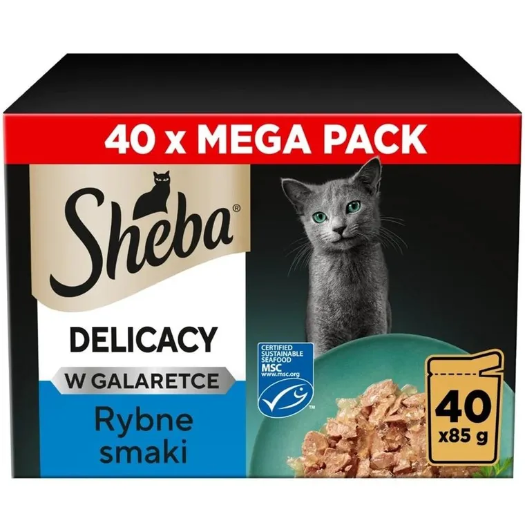 Sheba, Delicacy, mokra karma dla kota, rybne smaki w galaretce, 40-85g