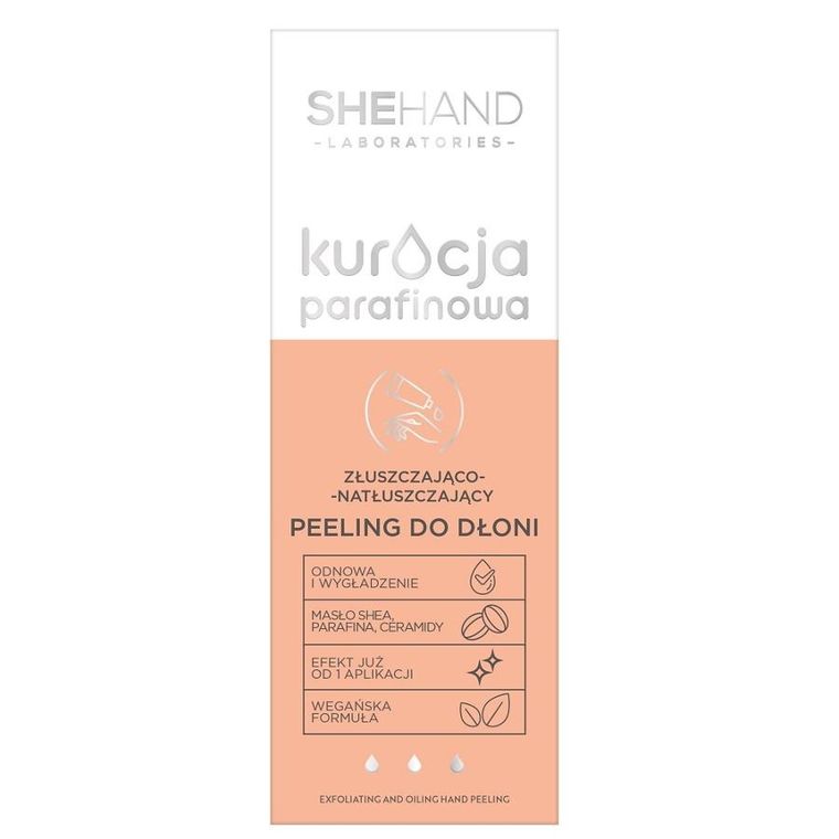 Shehand, kuracja parafinowa, złuszczająco-natłuszczający peeling do dłoni, 75g