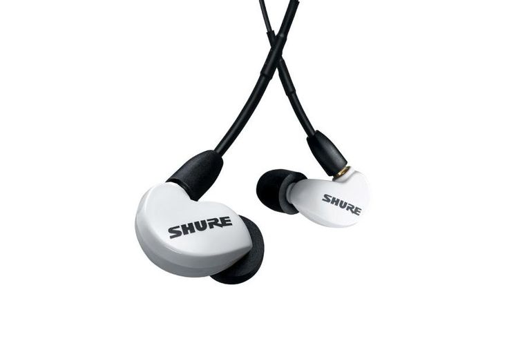 Shure, SE215DYWH+UNI-EFS, słuchawki douszne AONIC215 z pojedynczym przetwornikiem i kablem, 3.5 mm, białe