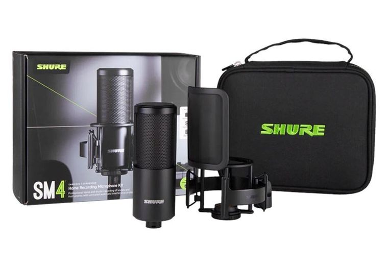 Shure, SM4-K-KIT, mikrofon pojemnościowy, zewnętrznie polaryzowany, uchwyt, popfiltr, etui
