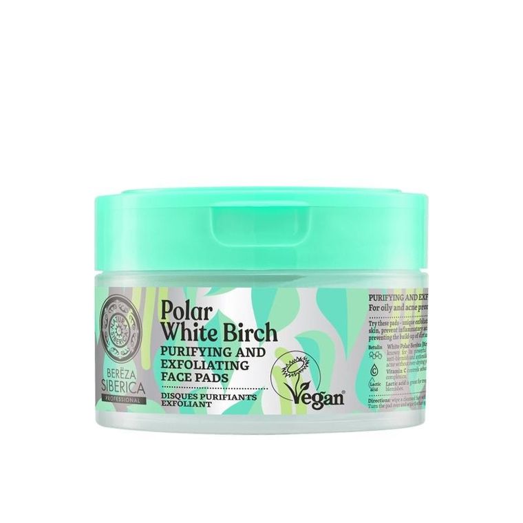 Siberica, Bereza Professional, złuszczające płatki do twarzy, polar white birch, cera tłusta i trądzikowa, 20 szt.