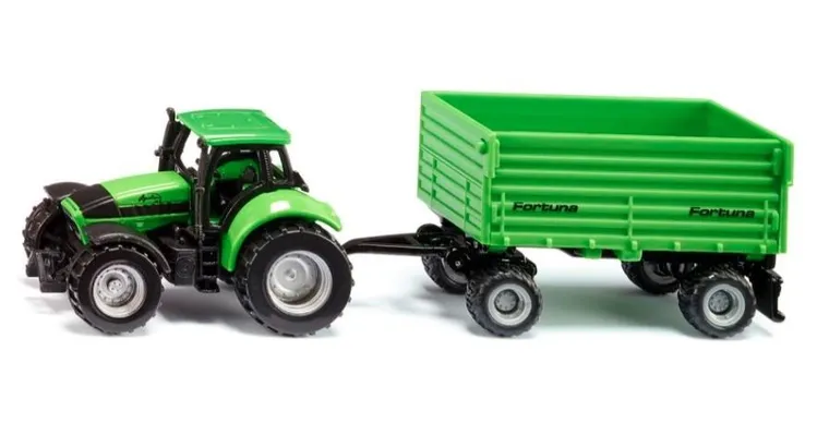 Siku, Deutz-Fahr, traktor z przyczepą 2-osiową Fortuna, model pojazdu, 1606