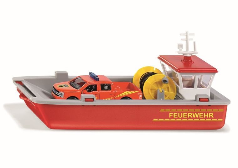Siku, Łódź straży pożarnej z samochodem, zestaw pojazdów, 2117
