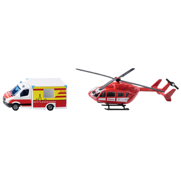Siku Super, Mercedes-Benz Ambulans + Helikopter ratunkowy, model pojazdu, 1748