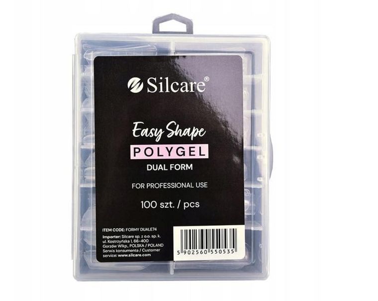 Silcare, Easy Shape Polygel, formy do akrylożelu Clear Dual Form, 100 szt.