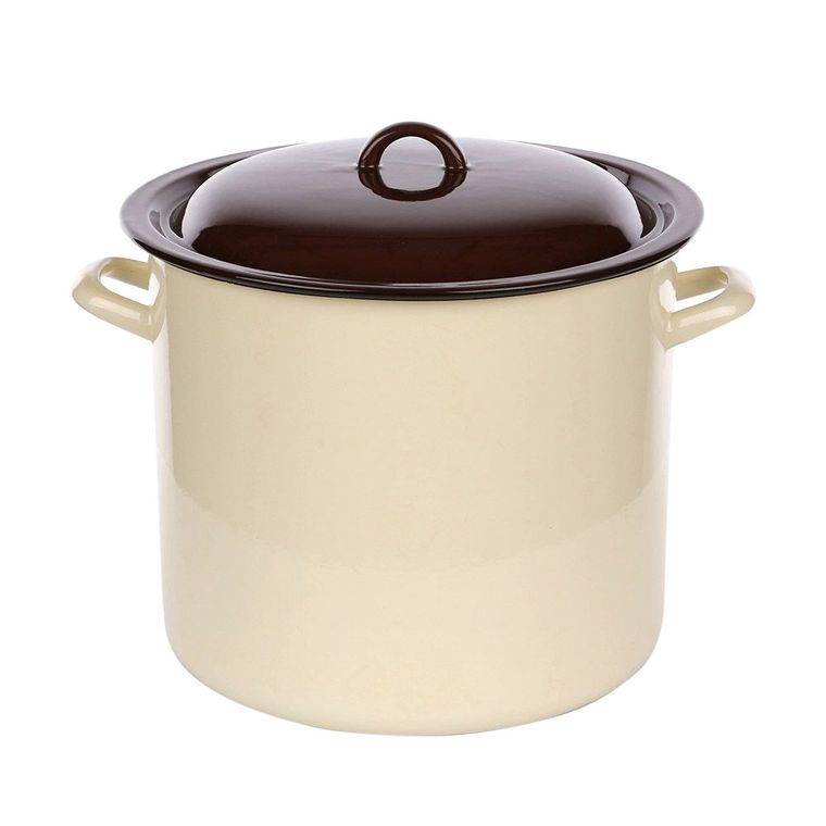 Silesia, garnek z pokrywą, 14,2l, śr. 28 cm wys. 25 cm, krem, ciemny środek