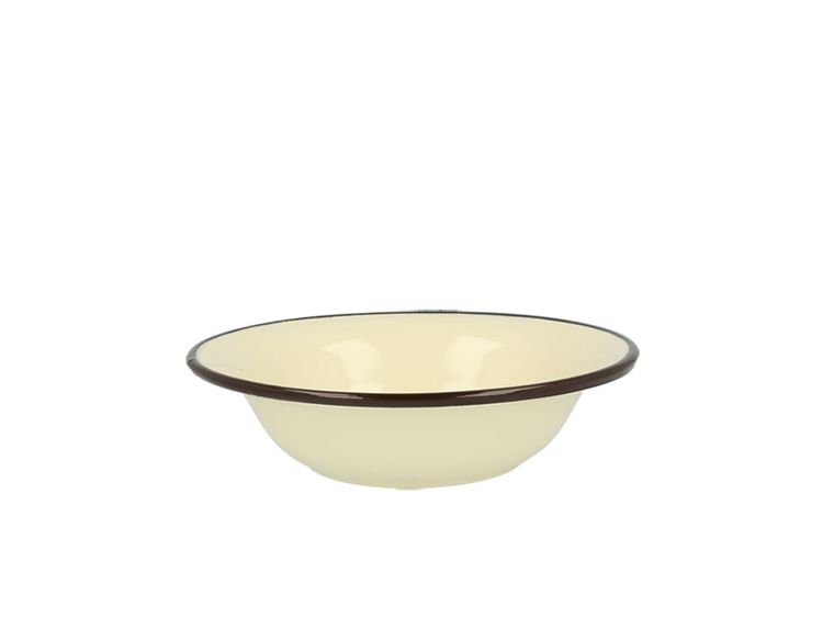 Silesia, miska emaliowana 0,55l, śr. 18 cm wys. 4,9 cm, krem