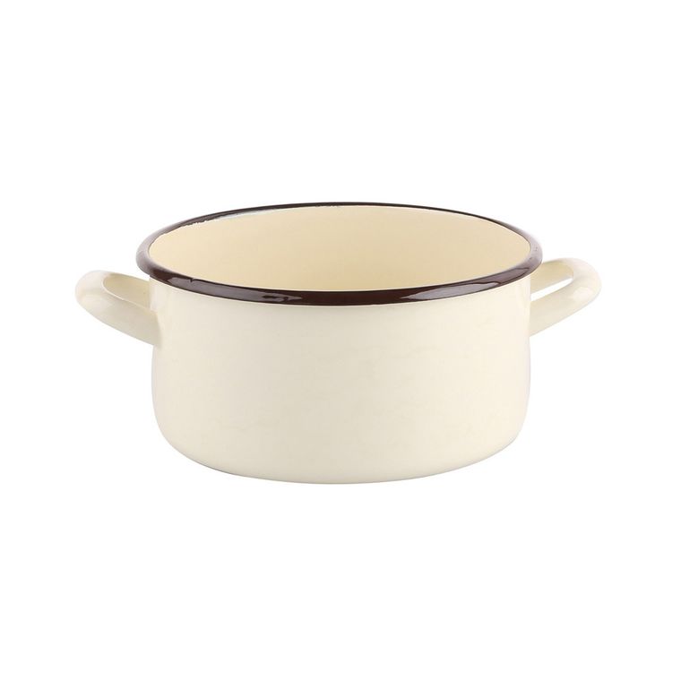 Silesia, rondel emaliowany, 2,1l, śr. 18 cm wys. 9,5 cm, krem