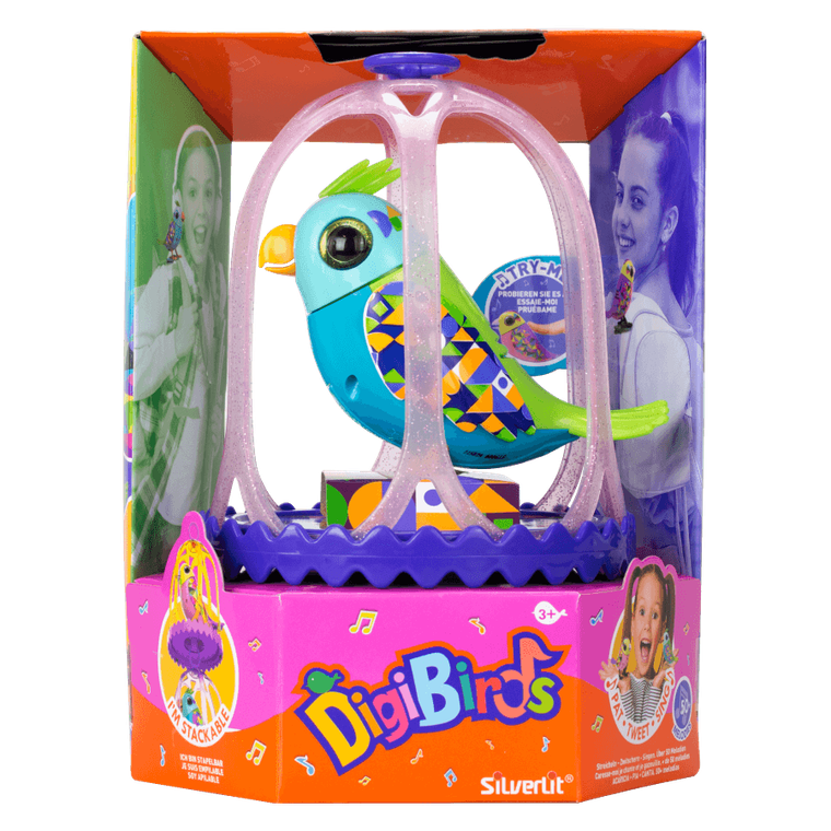 Silverlit, DigiBird, ćwierkający ptaszek, zabawka interaktywna, Blue