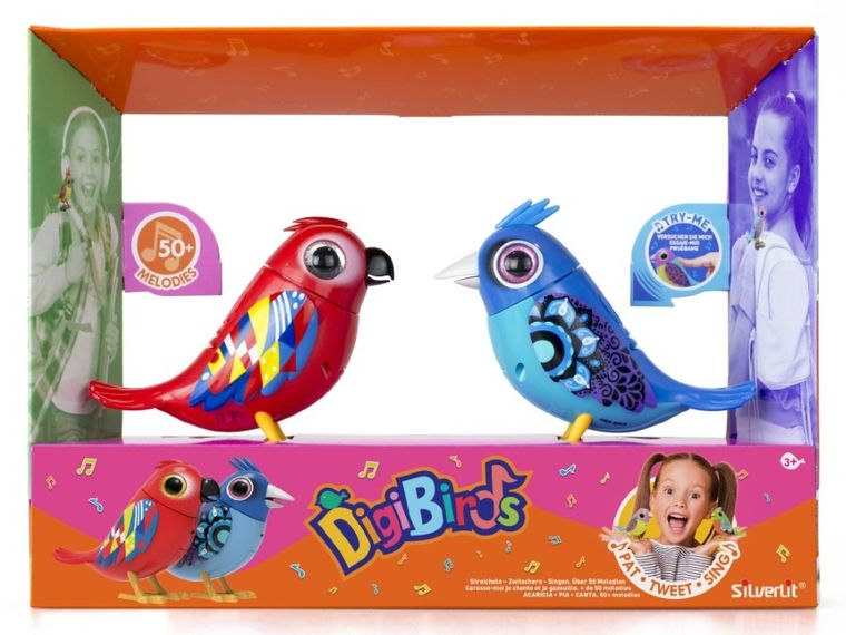 Silverlit, DigiBirds, ćwierkające ptaszki, zabawka interaktywna, 2 szt.