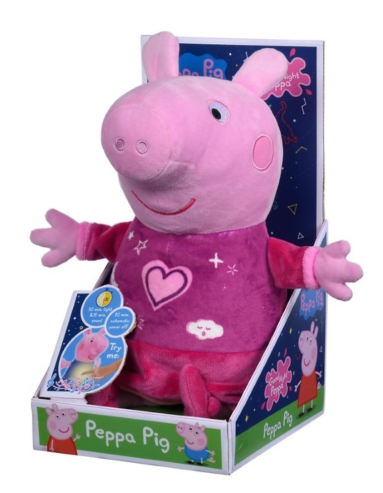 Simba, Świnka Peppa, maskotka z kołysanką i lampką, 25 cm