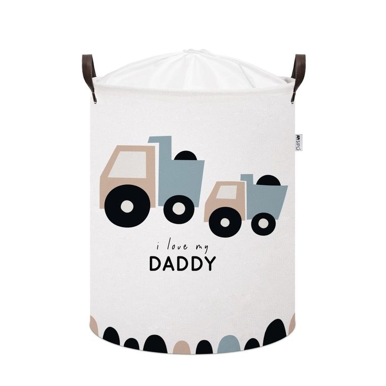 Sipo, kosz na zabawki XL, bawełniany, wodoodporny, zamykany na ściągacz, Ciężarówki