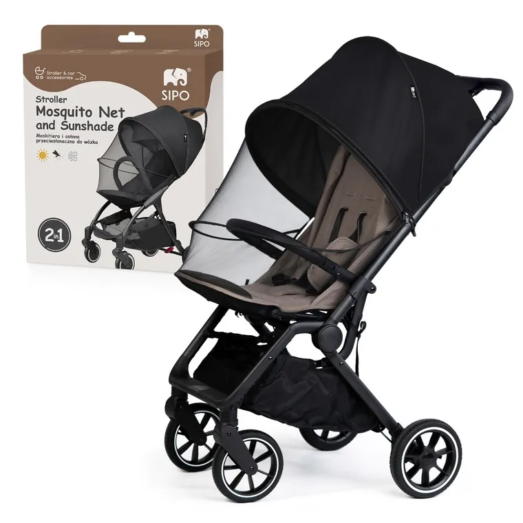 Sipo, moskitiera i osłona przeciwsłoneczna 2w1 do wózka, gondoli, nosidła