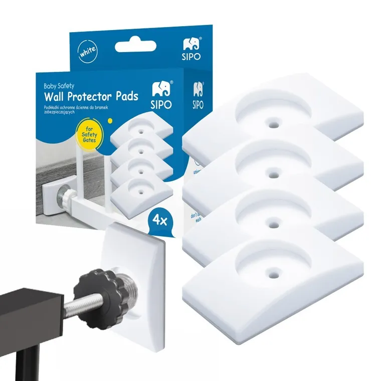 Sipo, zestaw podkładek ochronnych ściennych do bramek zabezpieczających, białe, 4 szt.