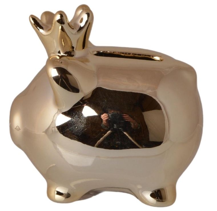 Skarbonka świnka, złota mini, 5.5-5.5-4.5 cm