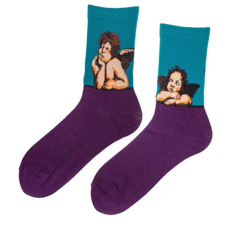 Skarpetki artystyczne, aniołki, fioletowy