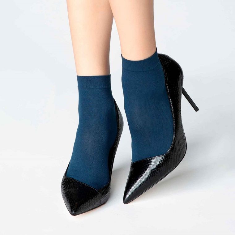 Skarpetki damskie, niebieskie, 40 DEN, zestaw, 2 szt., Marilyn