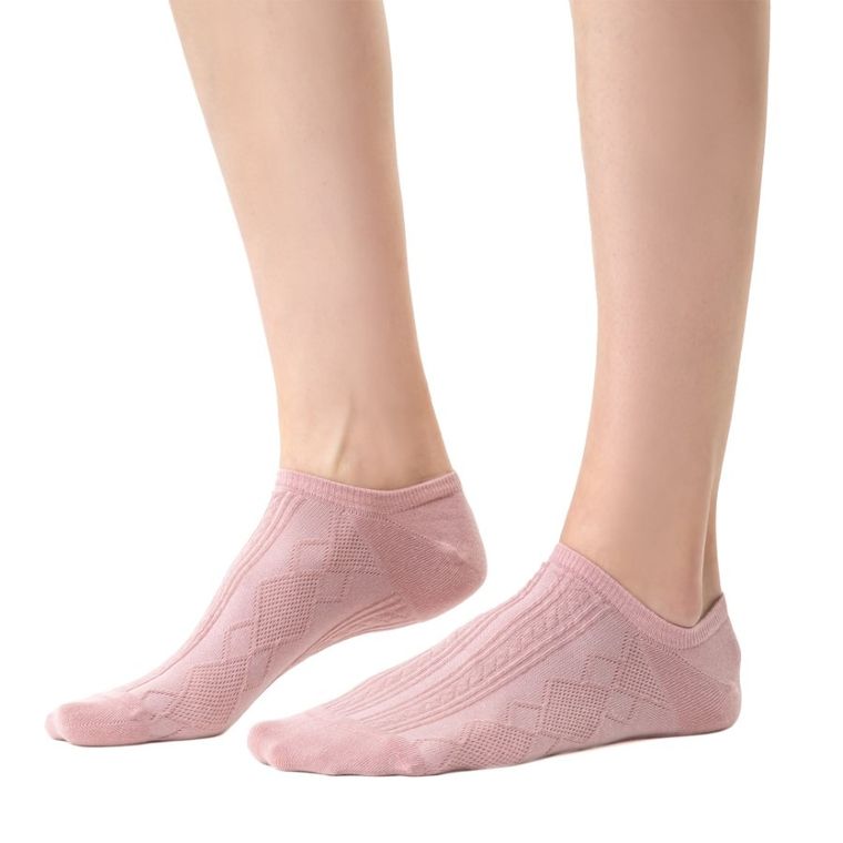 Skarpetki damskie, stopki, różowe, Steven
