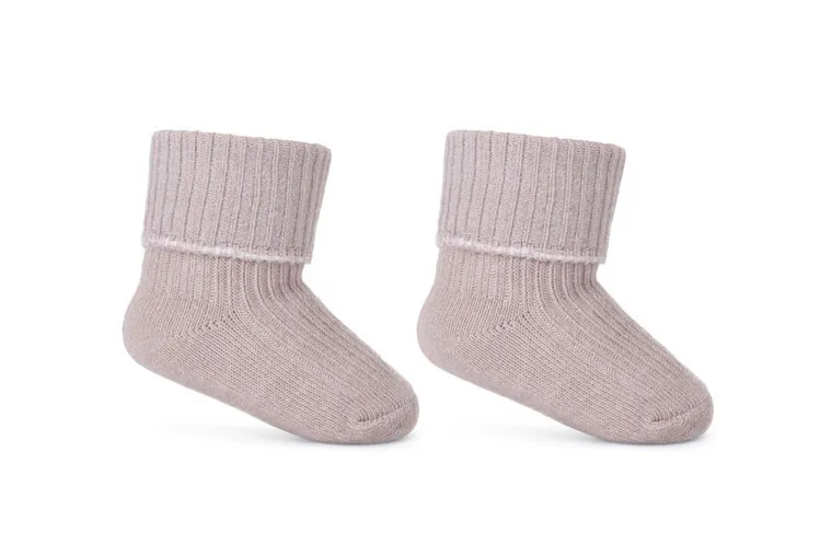 Skarpetki dziecięce bezuciskowe, beżowe, wywijane, Be Snazzy