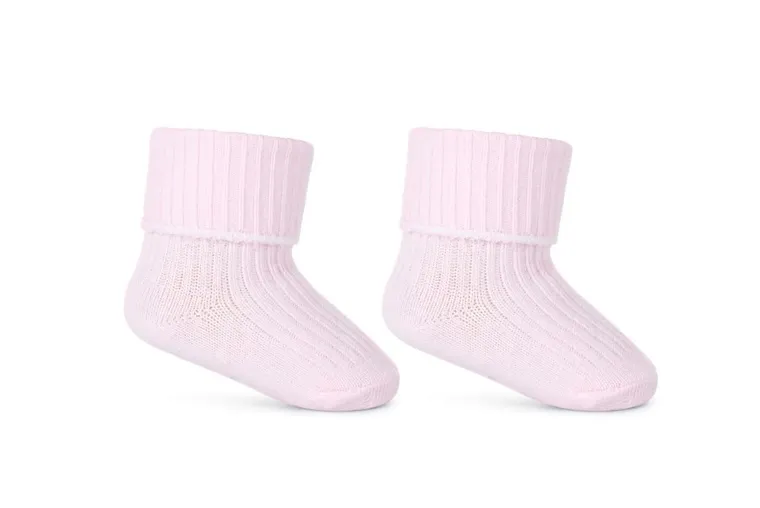 Skarpetki dziewczęce bezuciskowe, jasnoróżowe, wywijane, Be Snazzy